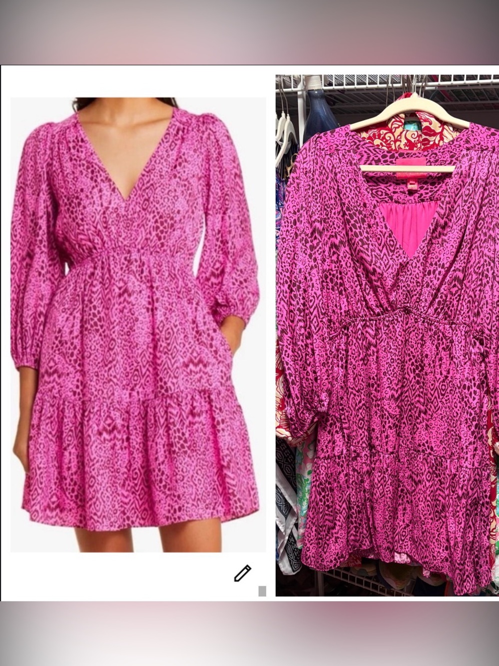 Lilly Pulitzer deacon  Pink Animal-Print Tiered V-Neck Dress
